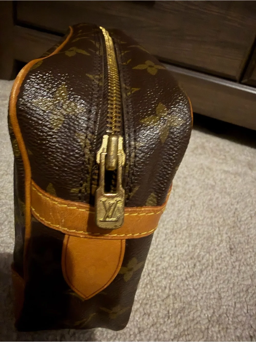 Louis Vuitton Brown Monogram Canvas Toiletry Pouch with Tan Trim